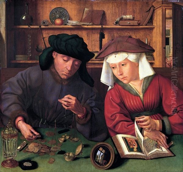 The Banker And His Wife 1514 Oil Painting by Quentin Metsys