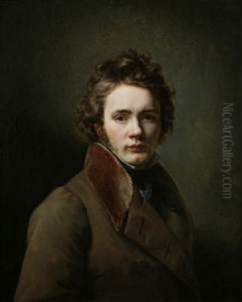 Self Portrait Oil Painting by Jean Augustin Franquelin