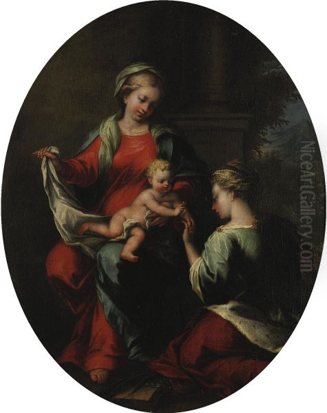 Mystic Marriage Of Saint Catherine Oil Painting by Neapolitan School