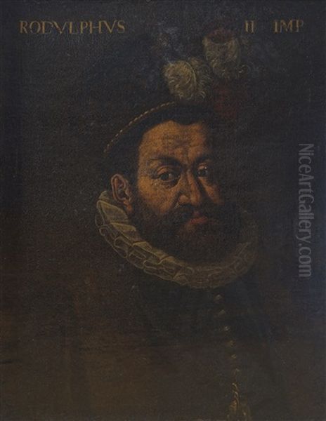 A Portrait Of Emperor Rudolf Ii (1552-1612) Wearing The Order Of The Golden Fleece Oil Painting by Hans Von Aachen