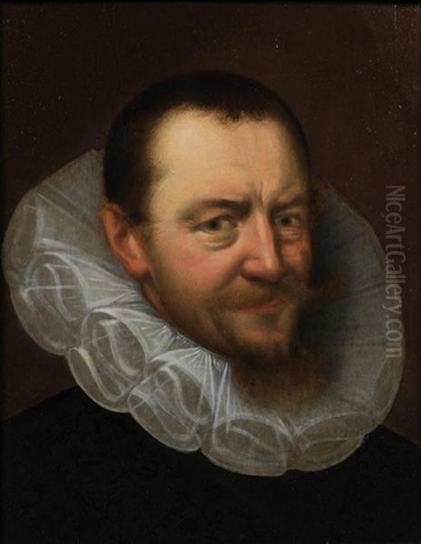 Portrait Of A Gentleman, Bust-length, In Black Costume Oil Painting by Hans Von Aachen