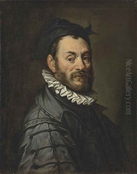 Portrait Of Giambologna (1529-1608), Bust-length, In Black With A Black Cap Oil Painting by Hans Von Aachen