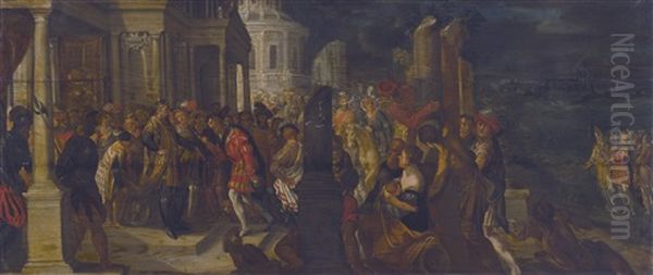 Henry Vii Appointing The Visconti As Rulers Of Milan Oil Painting by Hans Von Aachen