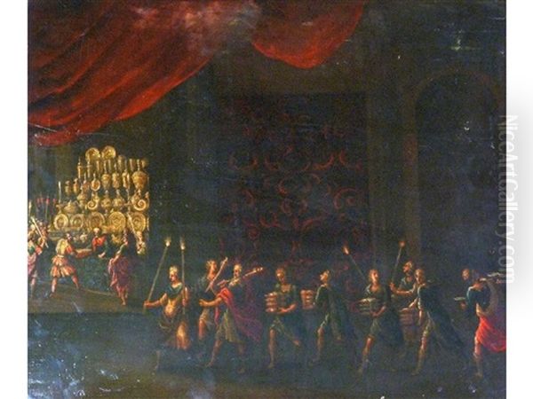 The Preparation For, And The Feast Of Belshazzar (pair) Oil Painting by Hans Von Aachen