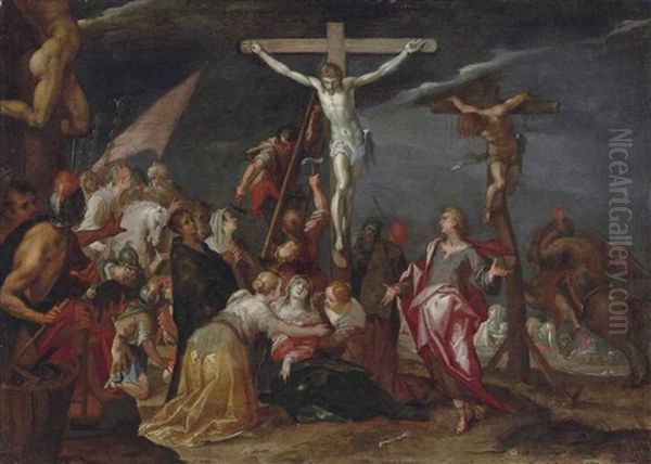 The Crucifixion With The Two Thieves Oil Painting by Hans Von Aachen