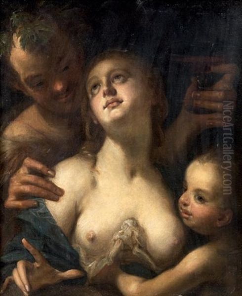 Bacchus, Venus Et Cupidon Oil Painting by Hans Von Aachen