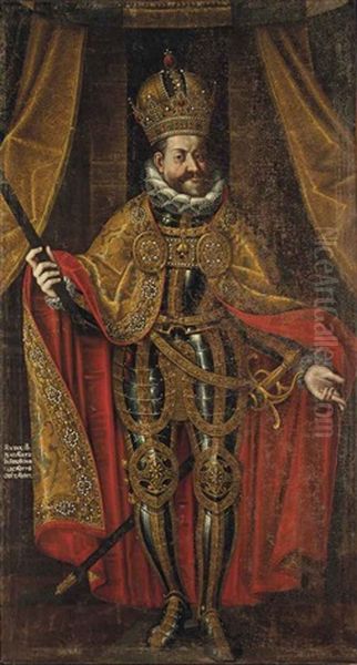 Portrait Of Rudolf Ii, Holy Roman Emperor, King Of Hungary And Croatia, King Of Bohemia And Archduke Of Austria (1552-1612)fleece Oil Painting by Hans Von Aachen