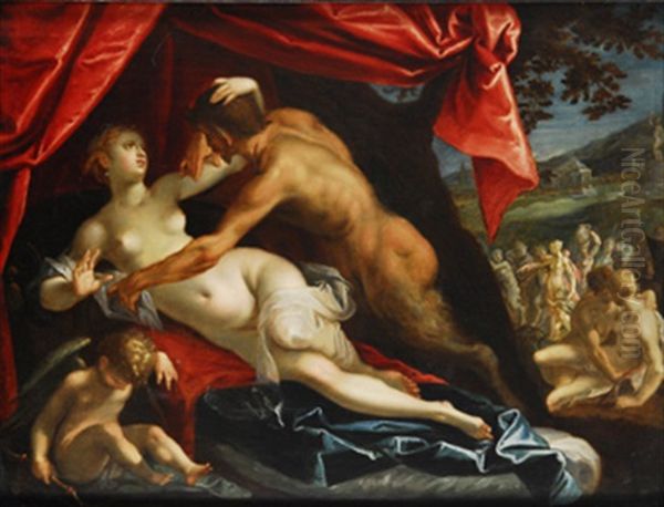 Pan Y Selene Oil Painting by Hans Von Aachen