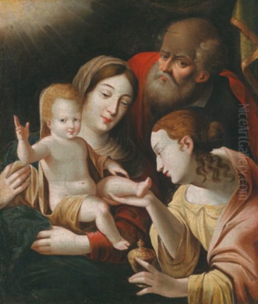 Die Heilige Familie Mit Der Heiligen Maria Magdalena Oil Painting by Hans Von Aachen