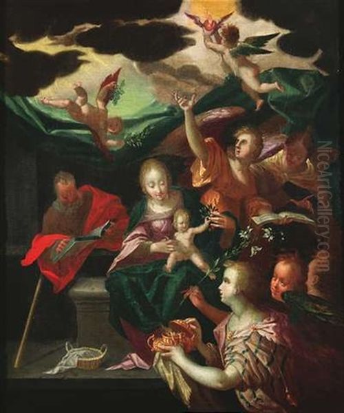 Die Heilige Familie Mit Dem Weihrauchgefas Oil Painting by Hans Von Aachen