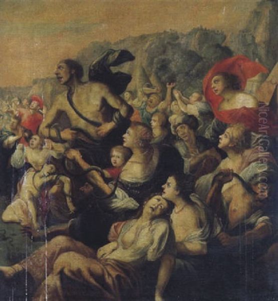 Der Kampf Der Israeliten Mit Der Ehernen Schlange Oil Painting by Hans Von Aachen