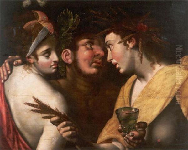 Bacchus Mit Ceres Und Venus Oil Painting by Hans Von Aachen