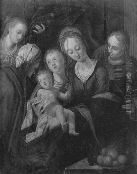 Sainte Famille Avec Sainte Anne Et Un Ange Oil Painting by Hans Von Aachen