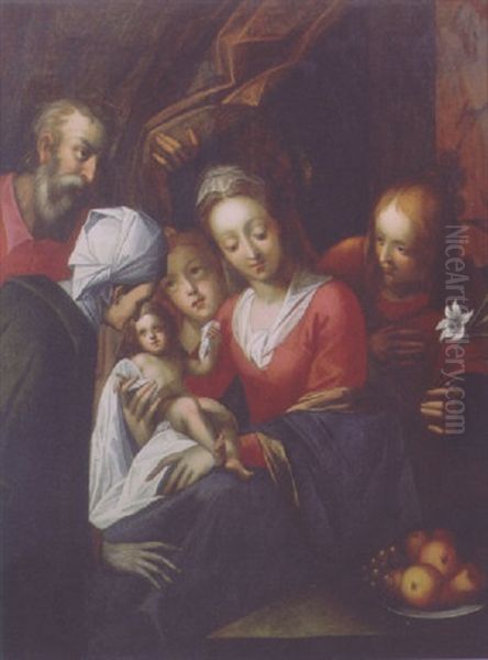 The Holy Family With Saint Anne Oil Painting by Hans Von Aachen