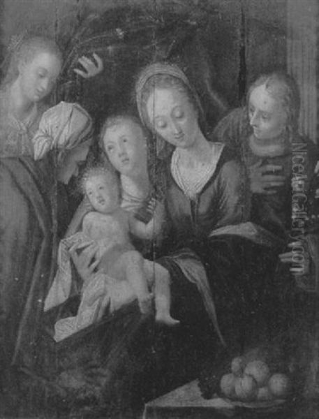 Sainte Famille Avec Sainte Anne Et Un Ange Oil Painting by Hans Von Aachen