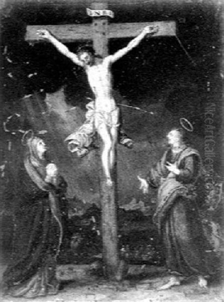 The Crucifixion With Mary And St. John Oil Painting by Hans Von Aachen