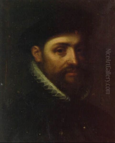 Portrait Of A Nobleman, Bust-length, In A Ruff And A Cap Oil Painting by Hans Von Aachen