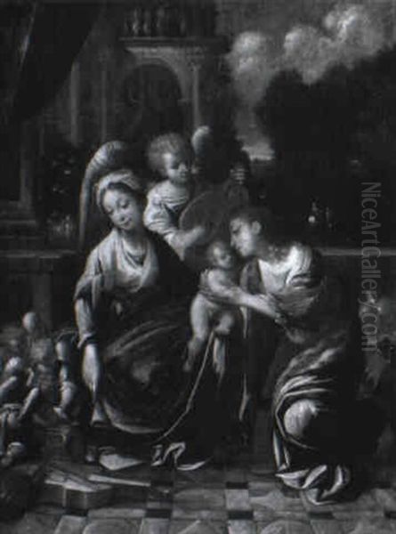 The Madonna And Child Adored By St. Catherine And Angels Oil Painting by Hans Von Aachen