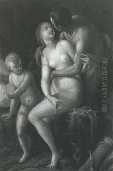 Faun Und Nymphe Oil Painting by Hans Von Aachen