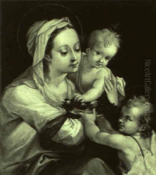 Madonna Mit Kind Und Dem Johannesknaben Oil Painting by Hans Von Aachen