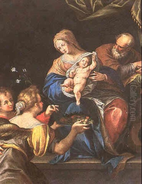 Sainte Famille Aux Anges Oil Painting by Hans Von Aachen