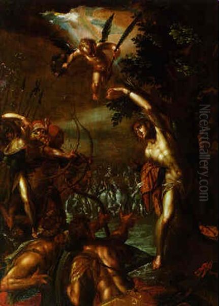 Das Martyrium Des Heiligen Sebastian, Modello Fur Die       Michaelskirche In Munchen Oil Painting by Hans Von Aachen