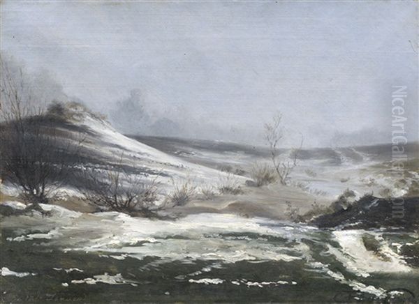 Danische Schneelandschaft Oil Painting by Carl Frederik Peder Aagaard