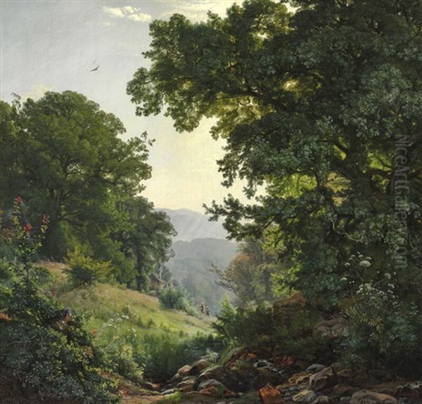 Hilly Landscape With Old Oaks Oil Painting by Carl Frederik Peder Aagaard