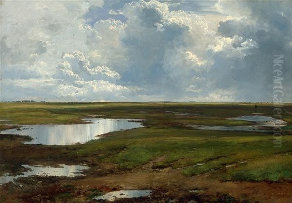 Aufkommendes Sommergewitter Auf Saltholm Im Oresund Oil Painting by Carl Frederik Peder Aagaard