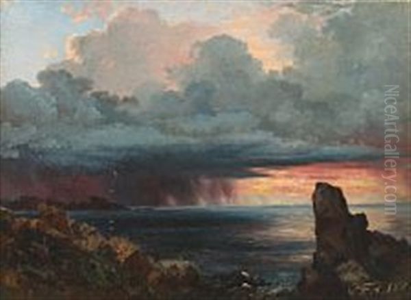 Coastal Scenery At Kullen, Sweden Oil Painting by Carl Frederik Peder Aagaard