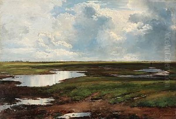 Thunderstorm Approaching, Presumably At Saltholm, Denmark Oil Painting by Carl Frederik Peder Aagaard