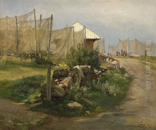 Fischerdorf Mit Aufgespannten Netzen by Carl Frederik Peder Aagaard