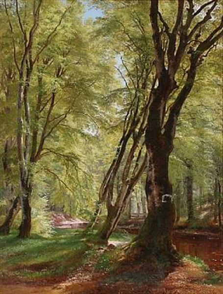 Spring Day In The Woods Oil Painting by Carl Frederik Peder Aagaard