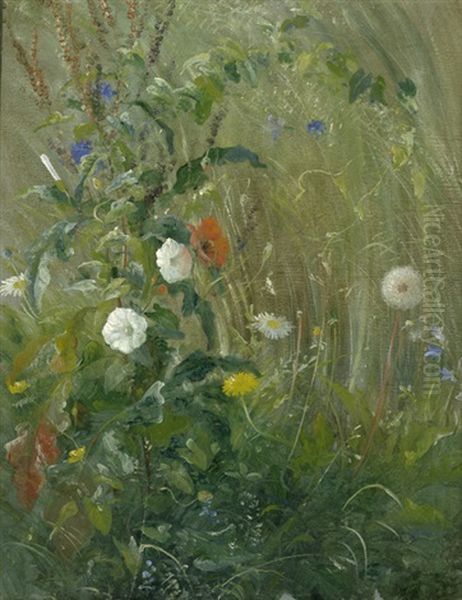 Wiesenstuck Mit Mohn, Lowenzahn Und Kornblumen Oil Painting by Carl Frederik Peder Aagaard