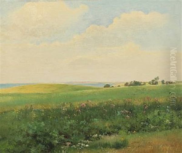 Summer Landscape With Rolling Fields Oil Painting by Carl Frederik Peder Aagaard