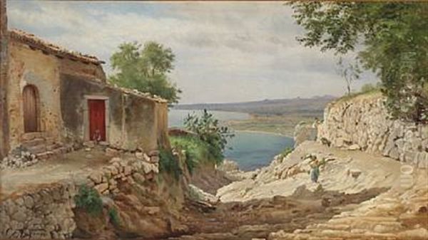 Fra Taormina Oil Painting by Carl Frederik Peder Aagaard