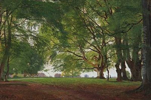 View From The Deer Garden In Denmark Oil Painting by Carl Frederik Peder Aagaard