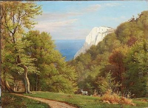 Summer Day At Moens Klint, Denmark Oil Painting by Carl Frederik Peder Aagaard