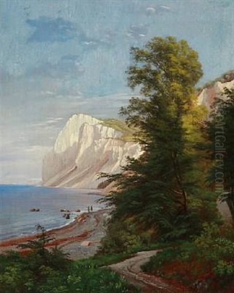 Summer Day At Mons Klint, Denmark Oil Painting by Carl Frederik Peder Aagaard