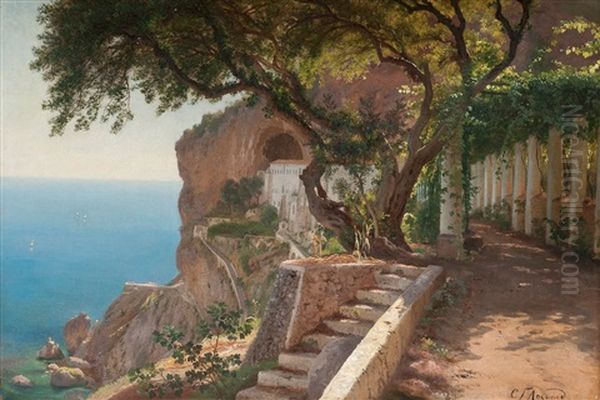 Fran Kusten Vid Amalfi Oil Painting by Carl Frederik Peder Aagaard