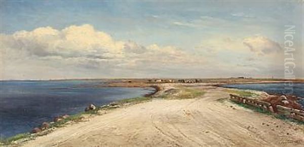 Summer Idyll At Saltholm With Grazing Cows, Denmark Oil Painting by Carl Frederik Peder Aagaard