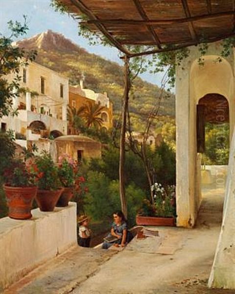 En Loggie Fra Amalfi Oil Painting by Carl Frederik Peder Aagaard