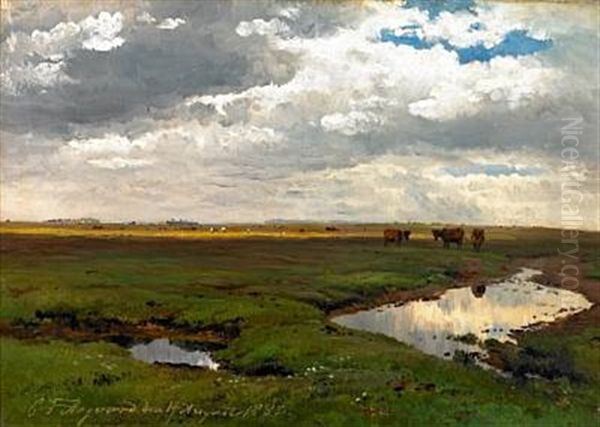 Cows In The Field Oil Painting by Carl Frederik Peder Aagaard