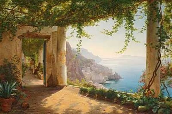 En Loggie Fra Amalfi Oil Painting by Carl Frederik Peder Aagaard