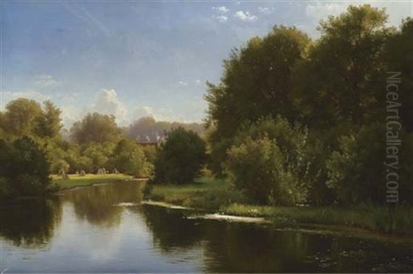 Landscape With A Stream Oil Painting by Carl Frederik Peder Aagaard