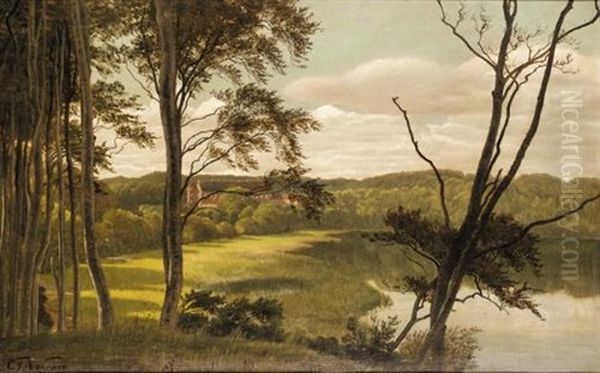 Visborg Gaard Oil Painting by Carl Frederik Peder Aagaard