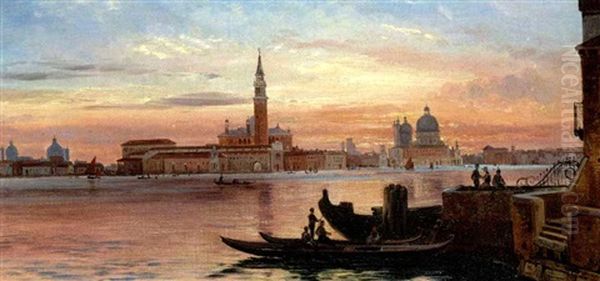 Venedig I Solnedgangen Oil Painting by Carl Frederik Peder Aagaard