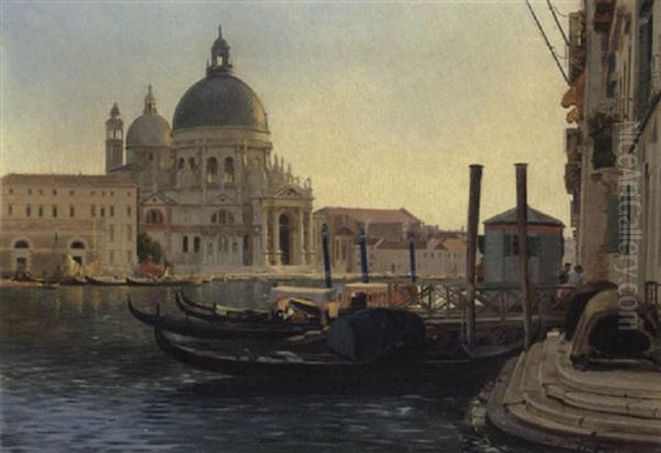 Parti Fra Venedig Med Udsigt Mod Santa Maria Della Salute Oil Painting by Carl Frederik Peder Aagaard