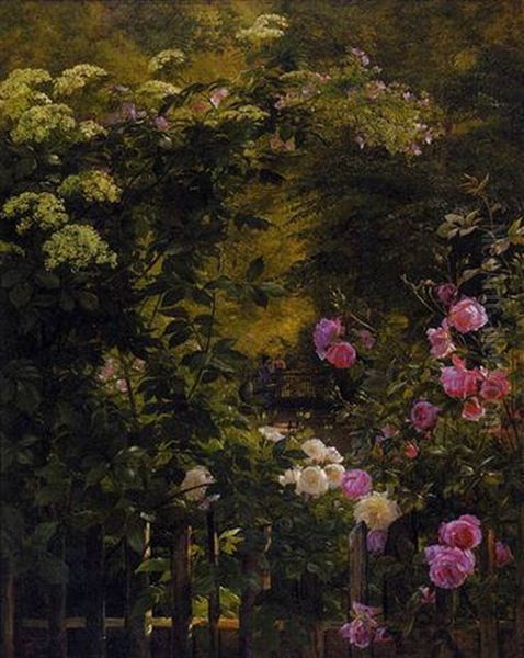 The Rose Garden Oil Painting by Carl Frederik Peder Aagaard