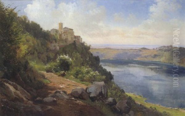 Partie Vom Comosee Oil Painting by Carl Frederik Peder Aagaard